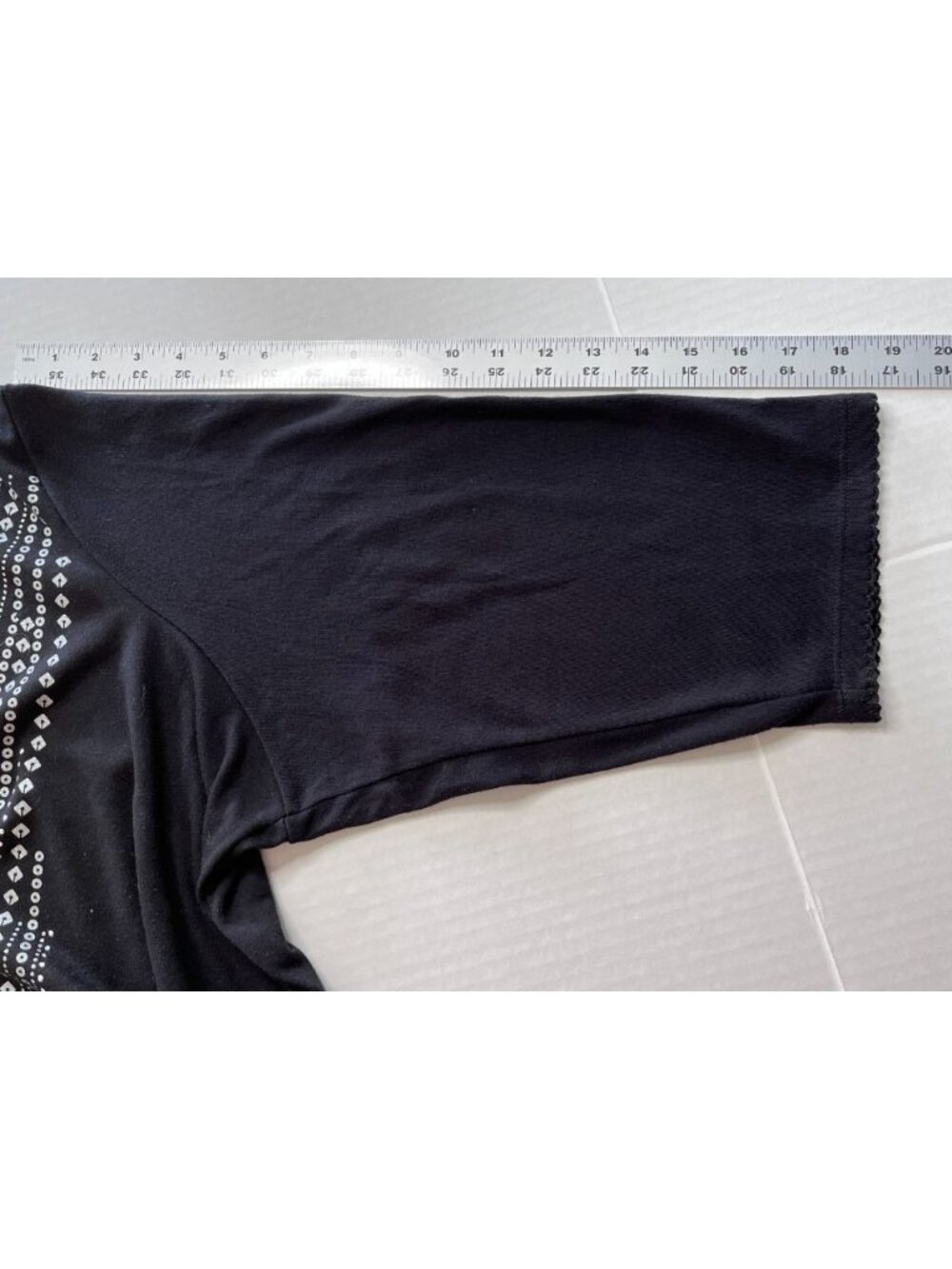 Womens Black Studded Top 3X Scoop Neck 3/4 Sleeve Glam Chic Bling Embellished - Picture 6 of 7